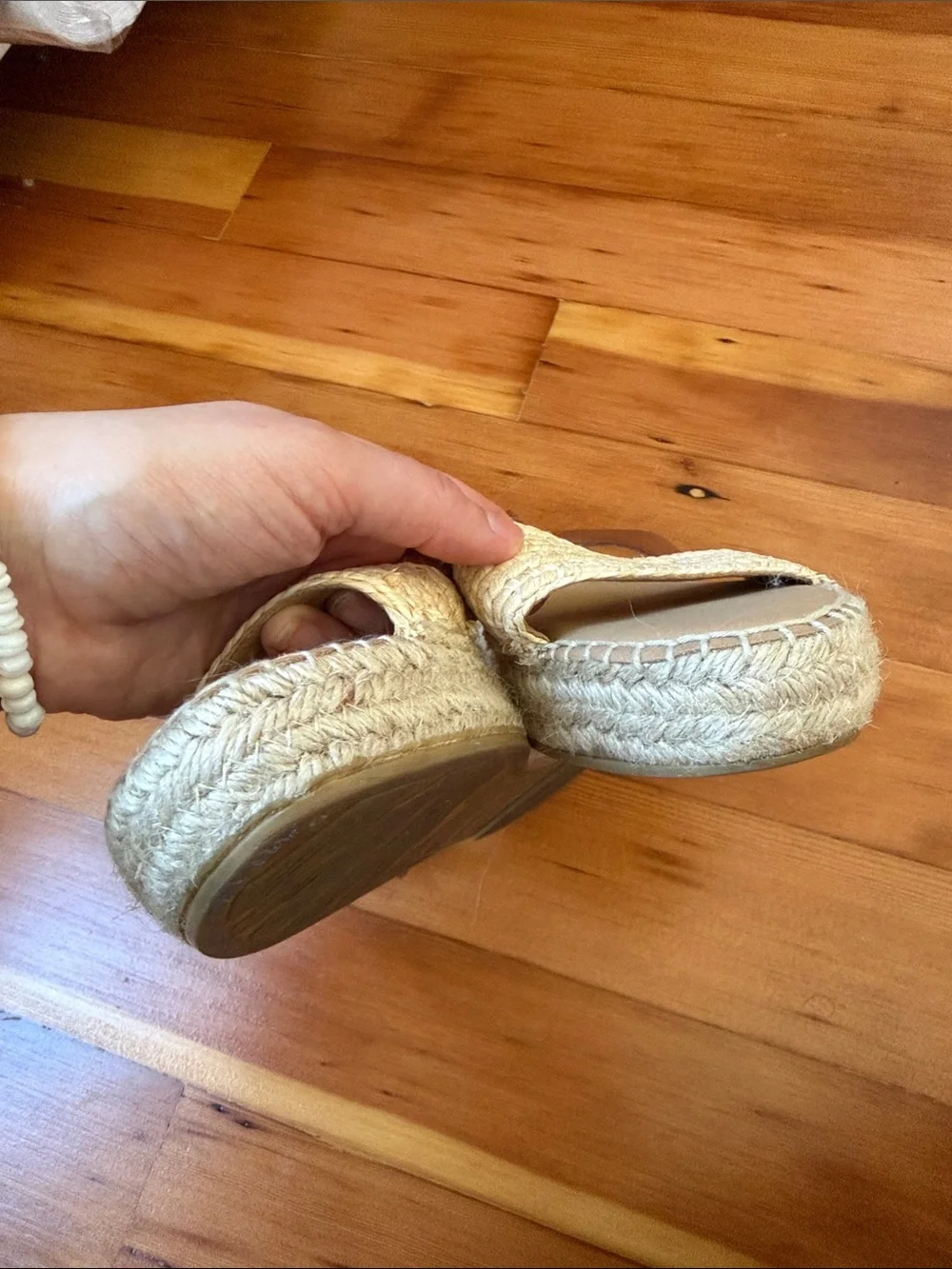 Paseart Taupe leather espadrilles with braided rope flatform Size 40